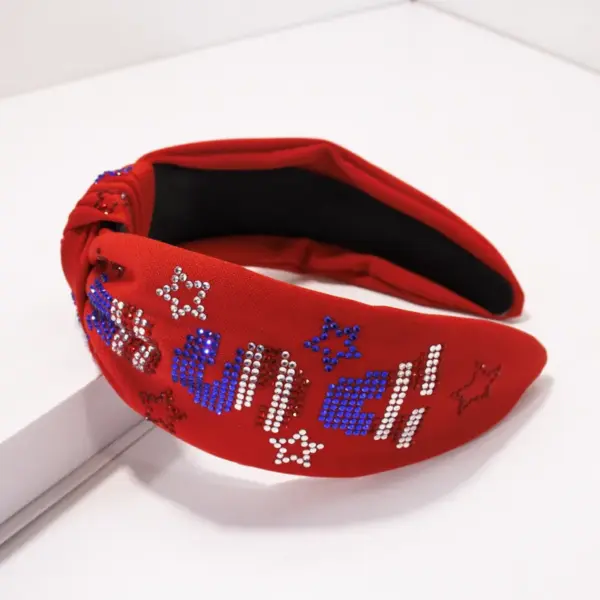 Wholesale Flag Rhinestone Headband Letter Engraving Diamond Independence Day Headband Trendy Hair Accessory