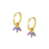 Wholesale Copper Shamrock PVD Coated Zircon 18K Real Gold Plated Simple Style Shiny Inlay Drop Earrings