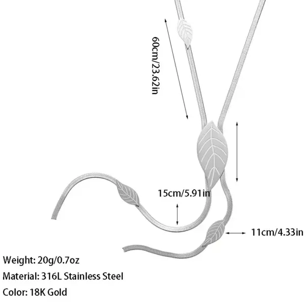 Wholesale Bohemian Style Long Tassel Necklace Stainless Steel Fashion Blade Chain Non-Fading Titanium Jewelry Accessories 18K Gold Plated Y-Shaped