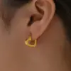 Wholesale 304 Stainless Steel Heart Shape Solid Color PVD Coated 18K Gold Plated Real Gold Plated 18K Gold Retro Classic Style Waterproof Non Tarnish Plating Gold Earrings