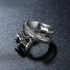 Wholesale Men's Titanium Steel Ring Vintage Chinese Dragon Design Jewelry Accessories Fashion Retro European And American Style 304 Stainless Steel