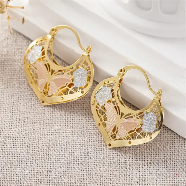 Wholesale Three-dimensional Flowers Earrings For Women In Copper With KC Golden Water Plating And 0.03µm Thickness