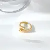 Wholesale Adjustable Size Open Moon Ring Fashion Retro Gold Surface Cute Style Geometry Pattern Copper Material Unisex Birthday Gift Daily Accessory For All Seasons