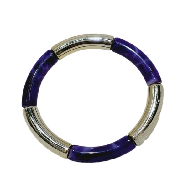 Wholesale Fashion Creative Tube Beads Elastic Bracelet Acrylic Double Color Curved Tube Round Tube Bracelet