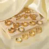 Wholesale PVD Coated 18K Gold Real Gold Plated Geometric Stainless Steel Modern Style Waterproof Non Tarnish Open Rings