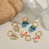 Wholesale PVD Coated Real Gold Plated 18K Gold Butterfly 304 Stainless Steel Modern Style Pastoral Waterproof Non Tarnish Drop Earrings