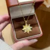 Wholesale Starburst Necklace For Women, Golden Plated 304 Stainless Steel With Zircon Inlay And Cable Chain