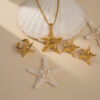 Wholesale Spring and summer in stock wholesale INS 18k gold plated titanium steel starfish beach necklace earrings suit