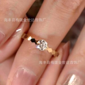 Rose gold main diamond ring 50 points / Us size 7 (national code no. 14-15)