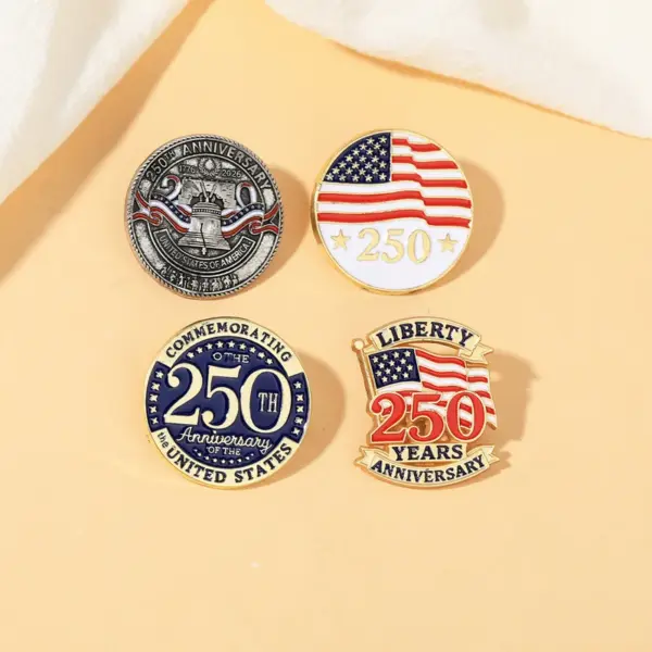 Wholesale Creative Style Independent 250 Anniversary Emblem Brooch Pin Fashionable Clothing Accessory Chest Pin
