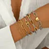 Wholesale PVD Coated Real Gold Plated 14K Gold Geometric 304 Stainless Steel Hip-Hop Simple Style Commute Waterproof Non Tarnish 304 Stainless Steel Bracelets