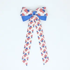 White Background National Flag Ribbon Hair Clip