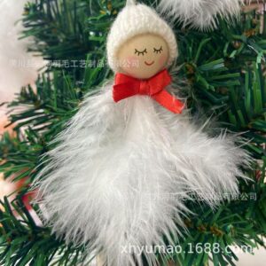 Model a closed eyes smiling doll with red bow