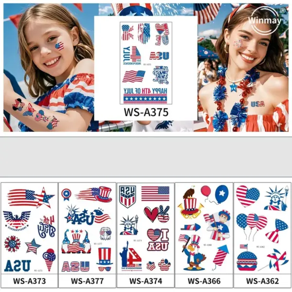 oly-d248615b97b7dd22bc7c05f946b21afa Wholesale American Independence Day Tattoo Sticker Flag Party Face Makeup Decoration Tattoo Sticker Patriotic Celebration Supplies