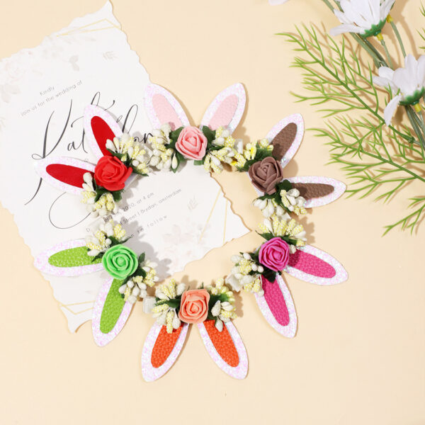 oly-d26925cc93e171289455a20ec5cc289f Wholesale children's headdress baby solid color flower rabbit ears hairpin girls cute side clip