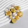 Wholesale Ion Plating (IP) 18K Gold Real Gold Plated Round Water Droplets Heart Shape 304 Stainless Steel Retro Vacation Simple Style Waterproof Non Tarnish Drop Earrings