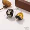 Wholesale Hypoallergenic Letter Stud Earrings For Women In Copper With KC Golden Plated UV Plating And Zircon Inlay
