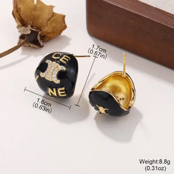 Wholesale Hypoallergenic Letter Stud Earrings For Women In Copper With KC Golden Plated UV Plating And Zircon Inlay