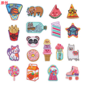 Wholesale Ya Embroidery Original New Cloth Stickers French Fries Vase Computer Embroidery Stickers Skates Patch Stickers Garment Bag Decorative Appliques