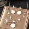 Wholesale Round Tassel Jewelry Set For Women With 18K Real Gold Plated 304 Stainless Steel And PVD Coated Cable Chain