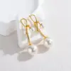 Wholesale French Retro Fashion Versatile Pearl Tassel Knotted Earrings Elegant Light Luxury Stainless Steel Earrings For Women Factory Direct Sale