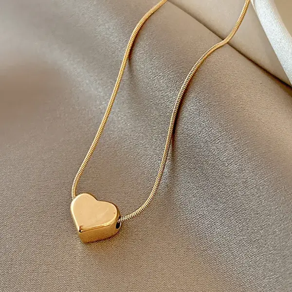 Wholesale Heart Shape Necklace For Women With 18K Real Gold Plated 304 Stainless Steel Featuring PVD Vacuum Plating And Electroplated Gold Finish