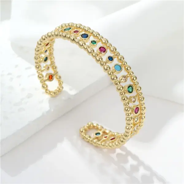 Wholesale Women’s Electroplated Copper Bangle With Zircon Inlay In Colour