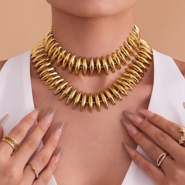 Wholesale Stainless steel 18k gold plated heavy-duty torpedo hand-assembled bracelet and necklace
