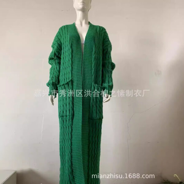 Wholesale Long Knitted Sweater Jacket Cardigan Pocket Long Sweater Thickened Jacket Women’s