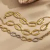Wholesale 304 Stainless Steel With Real Gold Plating, Electroplated In Furnace, Color-Contrasting Oval Irregular Shape Handmade Bracelet