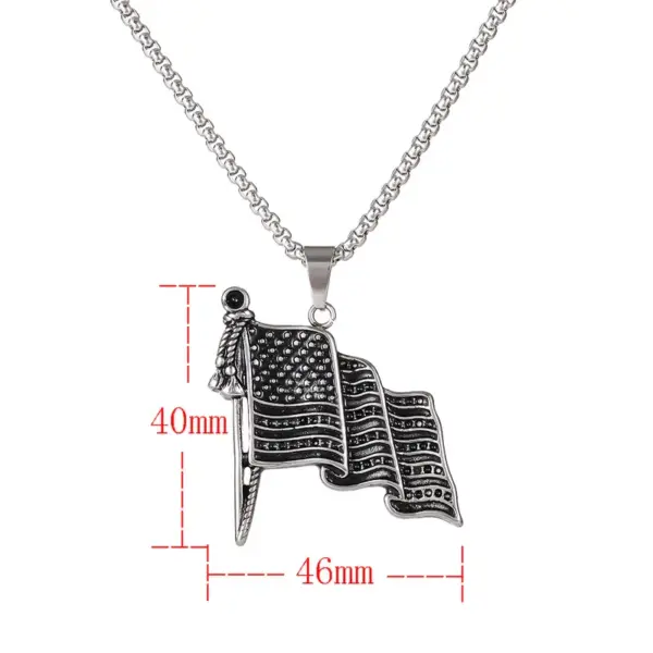 Wholesale Zhuoxuan American Flag Brooch Diamond Inlaid Geometric Stainless Steel Pendant Necklace Suitable For Men And Women