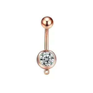 Single Bead Single Diamond-Rose / Gold
