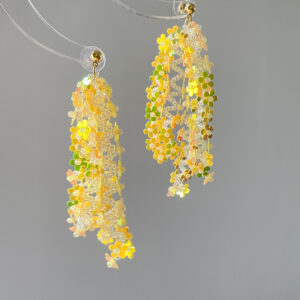 Sequin Flower Stud Earrings Magic Yellow
