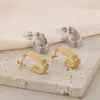 Wholesale PVD Coated 18K Gold Plated C Shape U Shape Geometric 304 Stainless Steel Simple Style Waterproof Non Tarnish Ear Studs