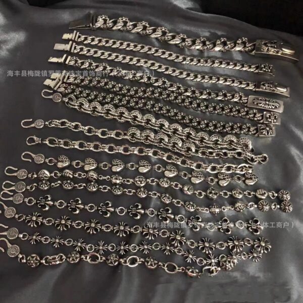 Wholesale Copper Chrome Hearts Cross and Sword Bracelet, Unisex, Thick and Thin Styles