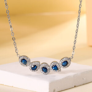 Wholesale Zhuang Shengsheng Jewelry Copper Base Gold Plated Korean Style Instagram Fashion Line Simulation Corundum Niche Design Necklace Pendant 3*4