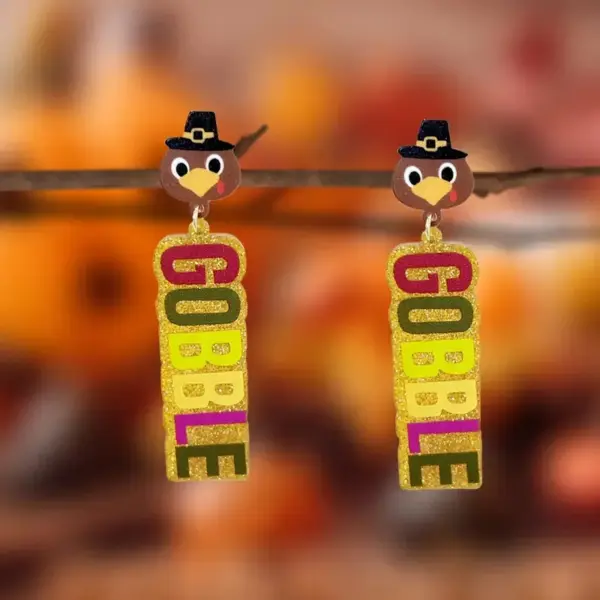 Wholesale Acrylic Turkey Earings Colorful Cartoon Letter Design Party Style Thanksgiving Day Women's Fashion Jewelry Accessories