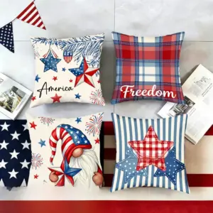 Wholesale Plush Star Pattern Pillow Case For Independence Day Celebration, Soft And Decorative Home Textile