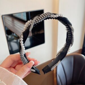 Black pearl rhinestone twist headband