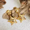 Wholesale 304 Stainless Steel Pentagram PVD Coated Rhinestones 18K Gold Plated Real Gold Plated Luxurious Waterproof Non Tarnish Plating Inlay Earrings