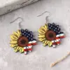 Wholesale Retro Multicolor Flowers Print Wooden Drop Earrings For Women