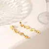 Wholesale 304 Stainless Steel Flame PVD Coated 18K Real Gold Plated Vintage Style IG Style Waterproof Non Tarnish Gold Drop Earrings