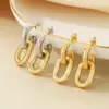 Wholesale Fashionable Geometric Pattern Stainless Steel 18K Gold Plated Hollow Chain Earrings For Women Versatile Daily Wear Jewelry