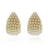 Wholesale Gold-Plated Copper S925 Silver Ear Stud Earrings Shell Pearl Vintage French Crescent Stud Earrings Three-Dimensional Geometric Artificial Pearl Artificial Diamond Suitable For Women