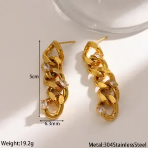 Gold Oval Diamond Earrings