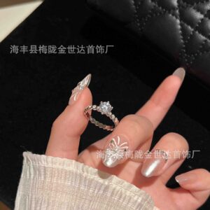Platinum diamond main diamond ring 50 points / Us size 6 (national code no. 12-13)