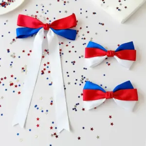 Wholesale Commute Style Bow Tie Hairpin For Women In Red Cloth, Perfect Hair Accessory For Independence Day