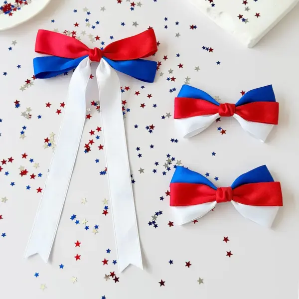Wholesale Commute Style Bow Tie Hairpin For Women In Red Cloth, Perfect Hair Accessory For Independence Day