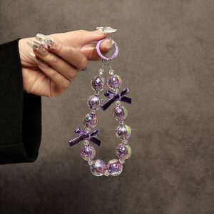 Purple bow mobile phone chain [free 2 transparent clips]