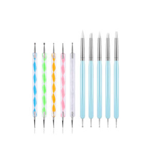 Cross-border hot-selling 10-piece manicure set e style (05 acrylic dot pen + 07 sky blue silicone dot pen)